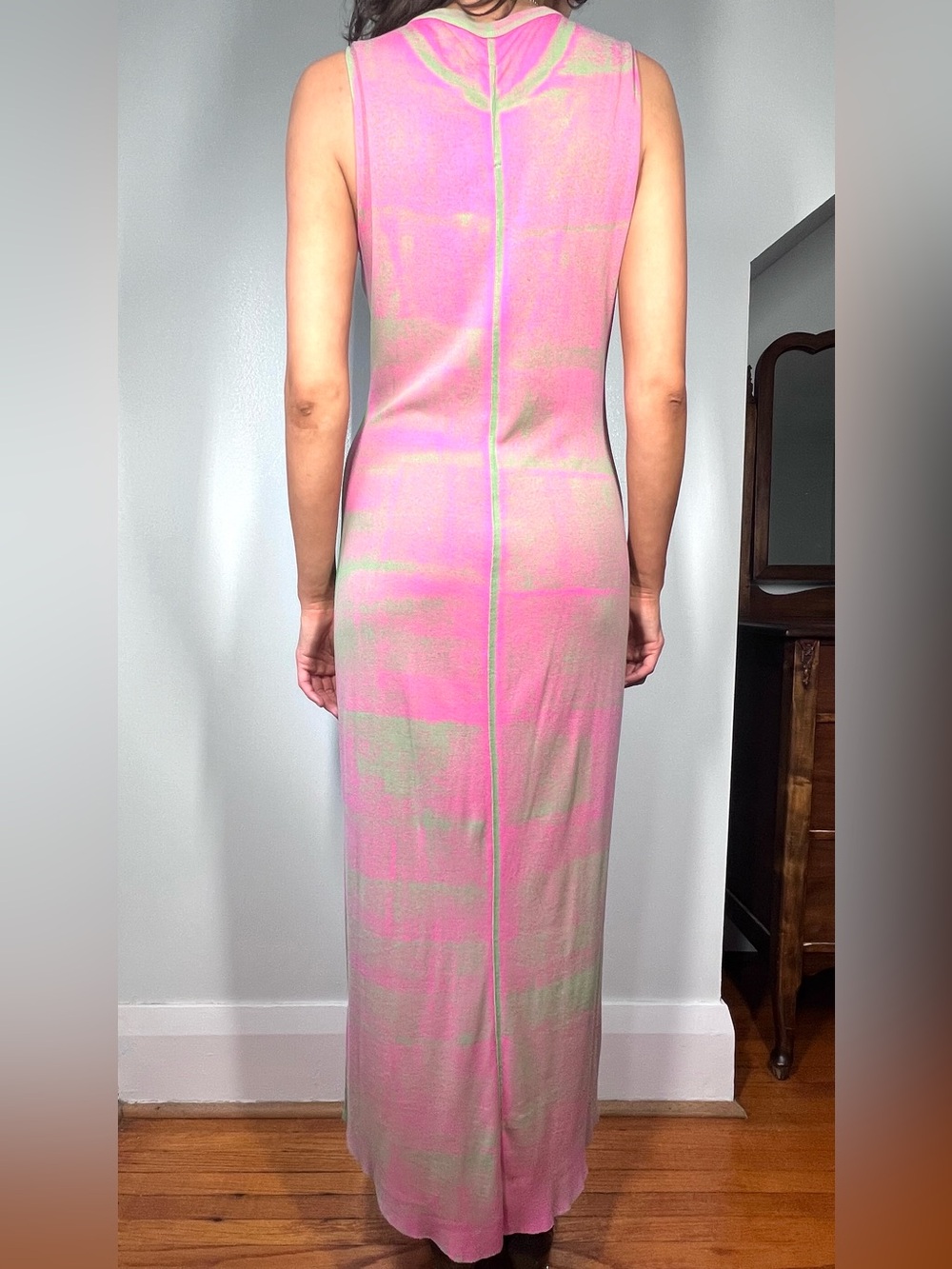 Raquel Allegra Muscle Tank Column Maxi Dress Made in LA Size 10-12 - Picture 3 of 12